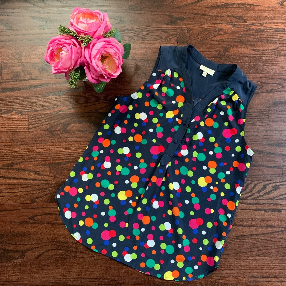 ModCloth navy polka dot blouse, medium